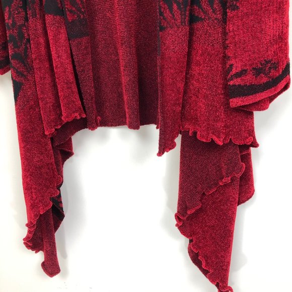 Roni Bis Red & Black Chenille Waterfall Sweater - Picture 3 of 6